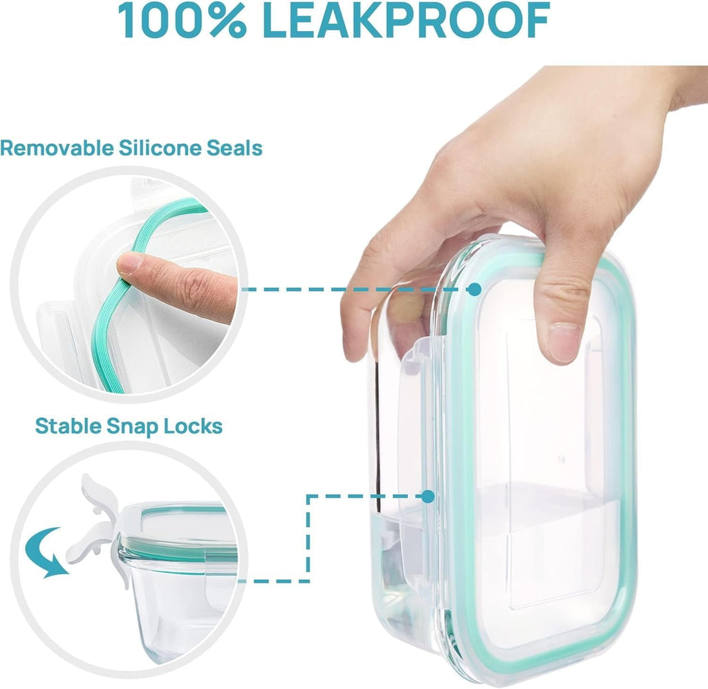 Vtopmart 8 Pack Glass Food Storage Containers with Lids Green