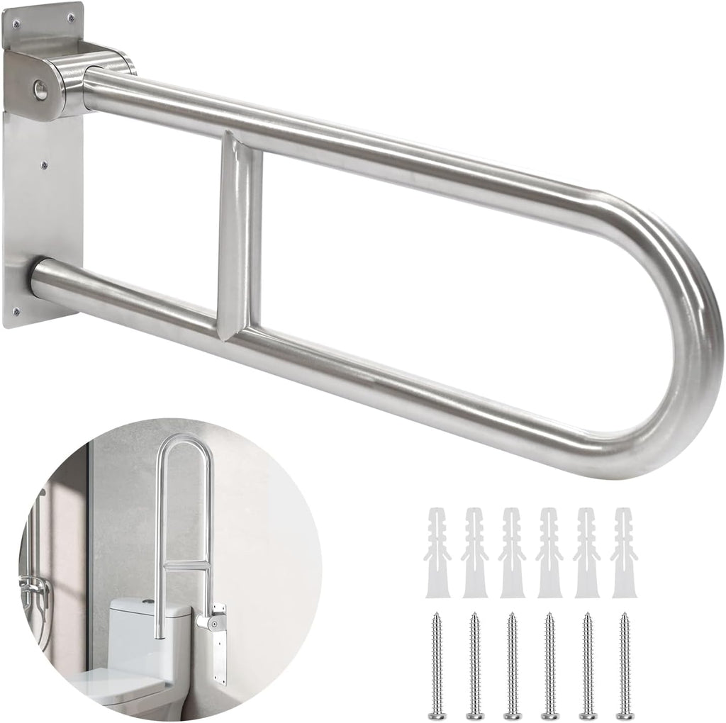 Toilet Grab Bar 24 Inch, Folding Bathroom Safety Rail for Seniors