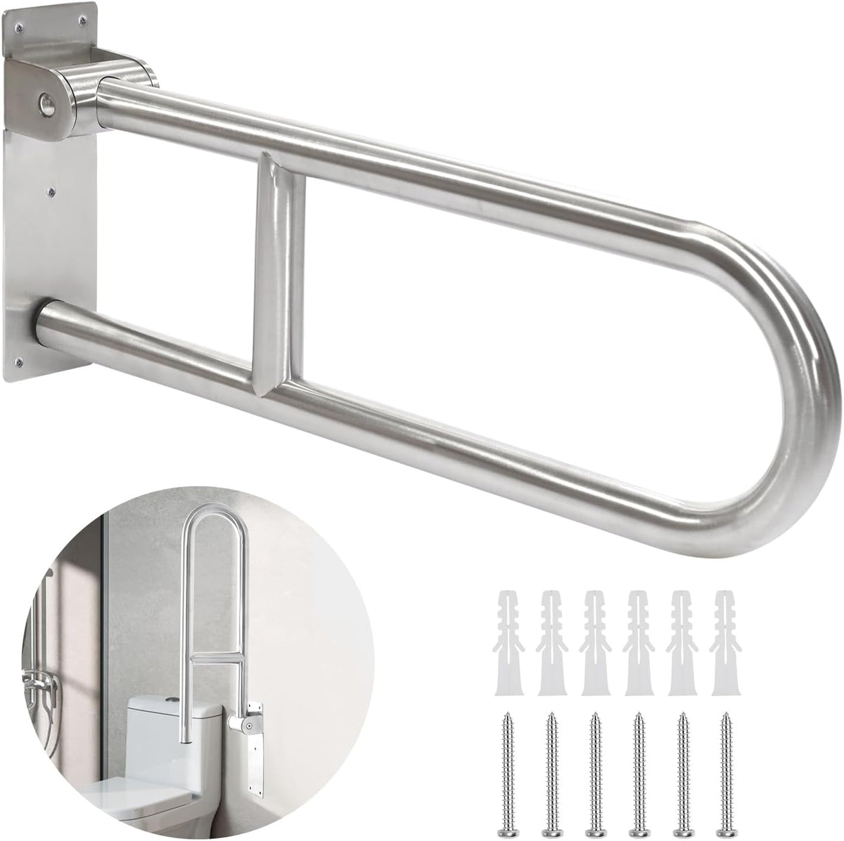 Toilet Grab Bar 24 Inch, Folding Bathroom Safety Rail for Seniors