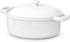 FE Casserole Dish with Lid, 2 Quart Ceramic Baking Dish, Christmas Red