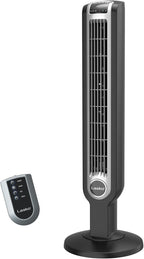 Lasko Oscillating Tower Fan with Remote Control and Timer - Quiet Standing Fan for Bedroom, Office, and Home - 3 Speeds - Powerful Cooling Air - 2511 - 36" Tall - Black