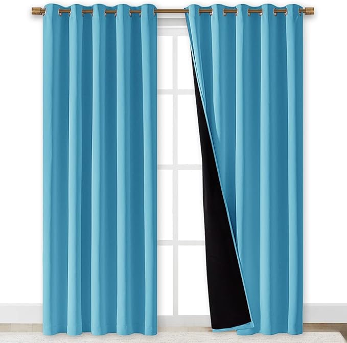NICETOWN 100% Blackout Window Curtain Panels, Teal Blue, Cold and Full Light - Image 2