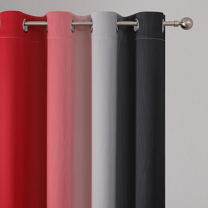 Estelar Textiler Ombre Red and Black Curtains 72 Inch Length 2 panels, Complete - Image 4