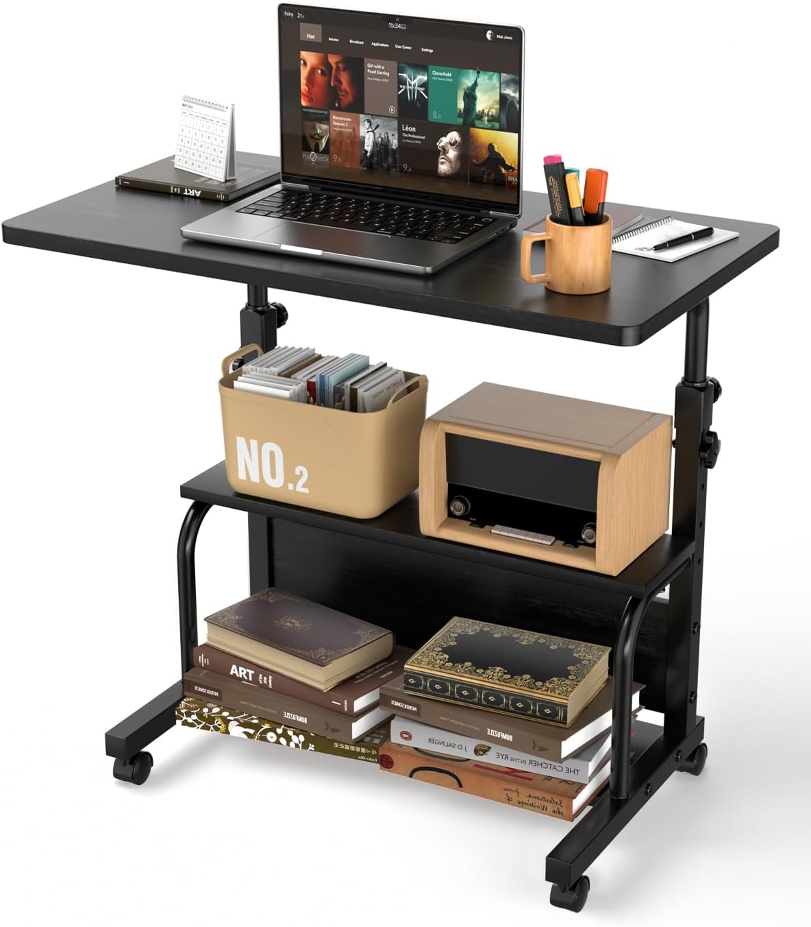QZMDSM Portable Rolling Desk on Wheels