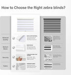 AOSKY Cordless Zebra Blinds for Indoor Windows, 34" W x 72" H, White