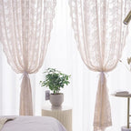 YJ YANJUN Vintage Lace Curtains 96 Inches Long-Victorian Floral Pattern Dusty by YJYANJUN