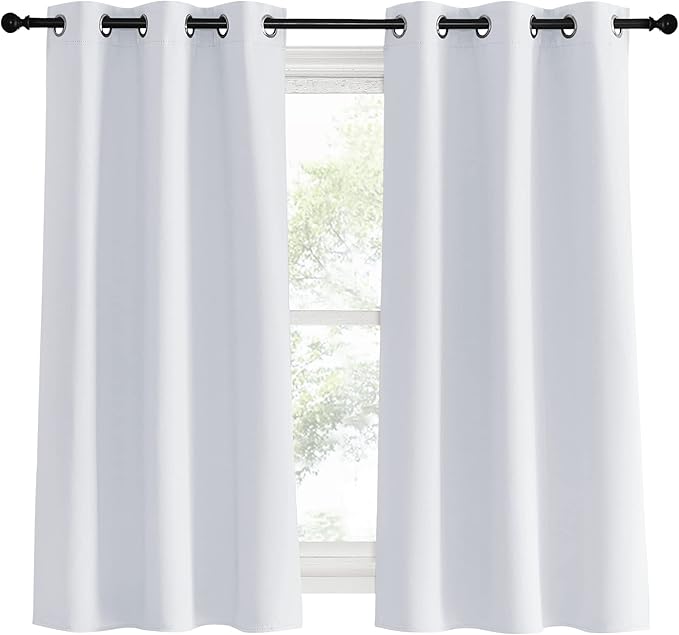 NICETOWN Bedroom Curtains 2 Panels Set, 34 in x 60 in, Easy Care Solid Thermal - Image 2