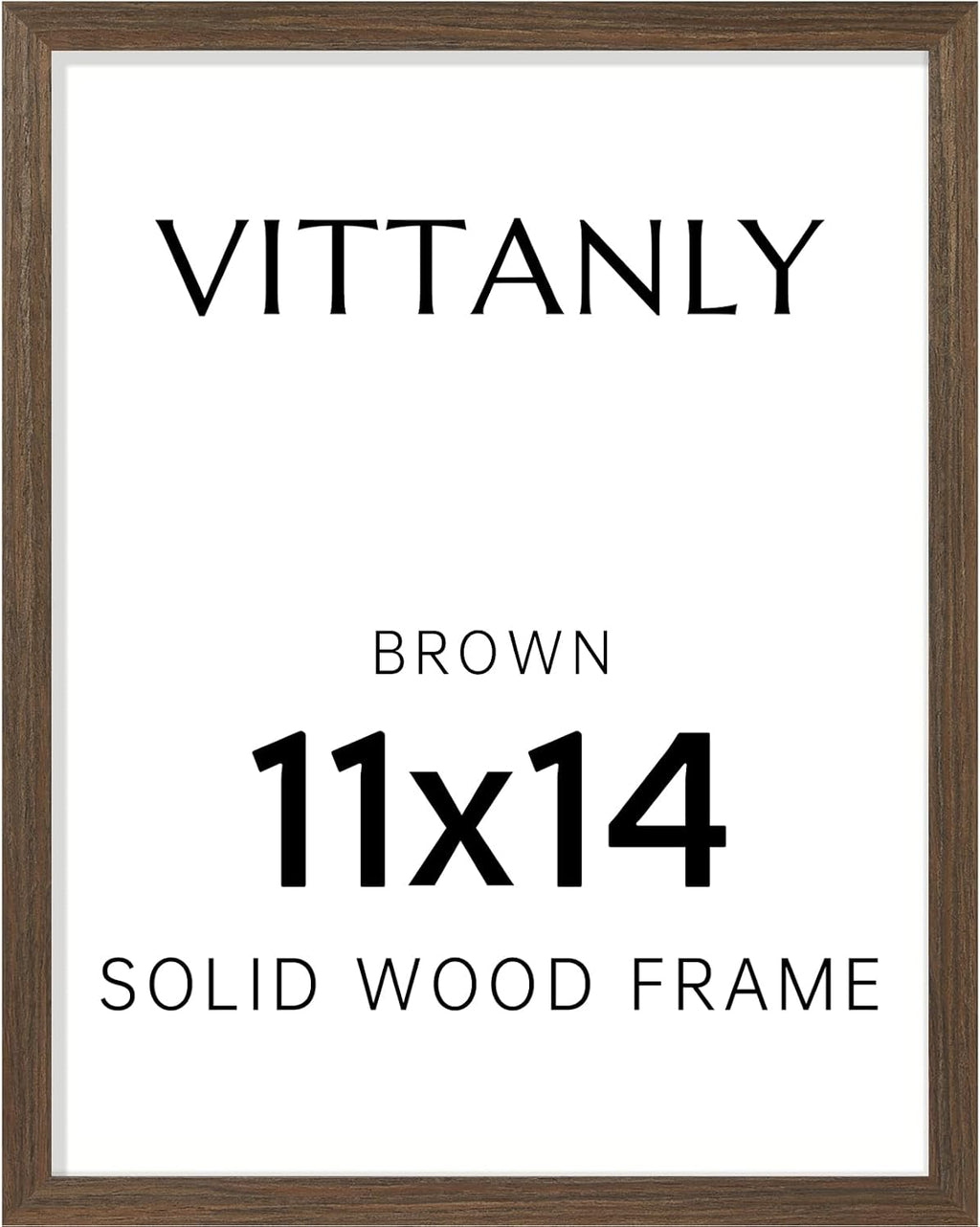 Vittanly 11x14 Picture Frame, Solid Wood Frame with Plexiglass, Brown