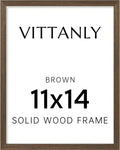 Vittanly 11x14 Picture Frame, Solid Wood Frame with Plexiglass, Brown