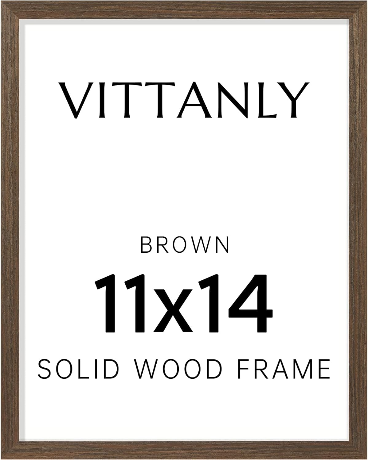Vittanly 11x14 Picture Frame, Solid Wood Frame with Plexiglass, Brown