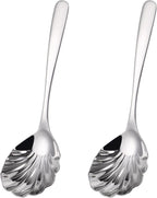Large Serving Spoon,9" Serveware Spoons Set,Stainless Steel Catering Serving Utensils for Party Buffet Dinner Banquet Cooking Kitchen Basics,Dishwasher Safe(Silver)