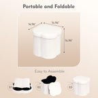B FSOBEIIALEO Storage Ottoman Cube, 15" Flower Shaped Ottomans, Cream White