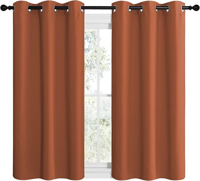 NICETOWN Bedroom Halloween Curtains 48 inches Long, Burnt Orange Privacy and - Image 2