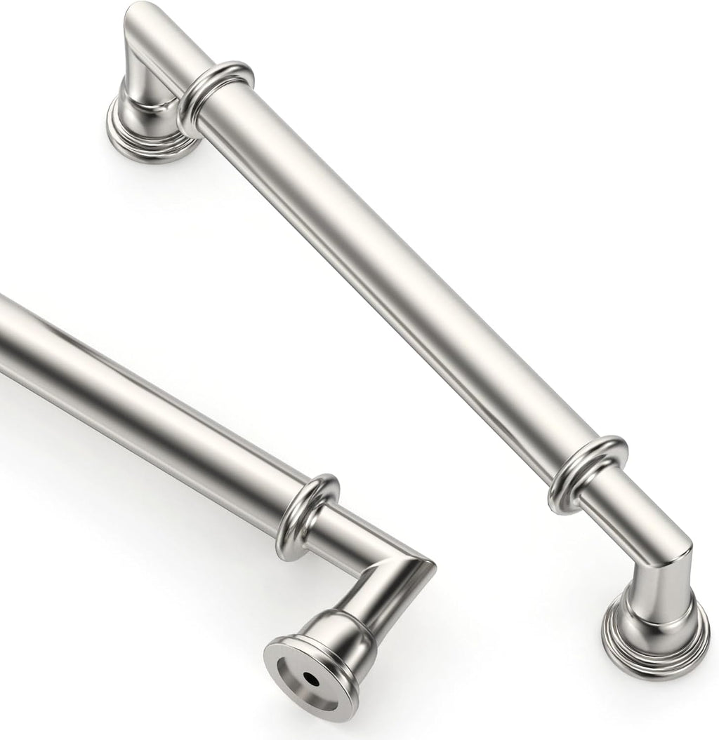 Asidrama 2 Pack 5 Inch(128mm) Brushed Nickel Cabinet Pulls Heavy-Duty Solid Kitchen Cabinet Handles Satin Nickel Drawer Hardware for Bathrooms Cupboard