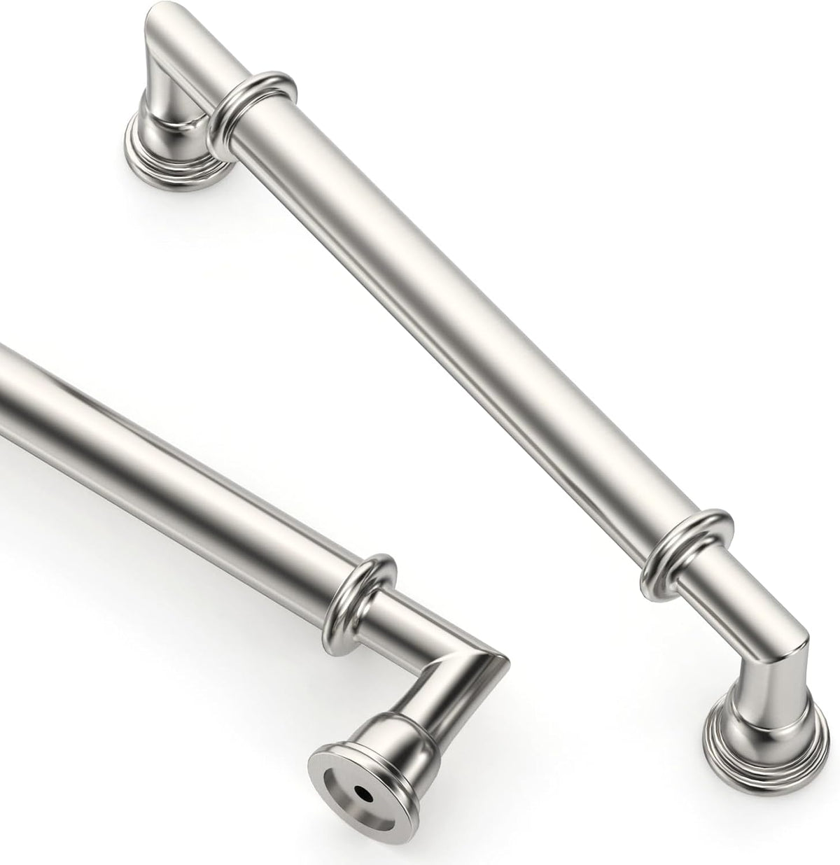 Asidrama 2 Pack 5 Inch(128mm) Brushed Nickel Cabinet Pulls Heavy-Duty Solid Kitchen Cabinet Handles Satin Nickel Drawer Hardware for Bathrooms Cupboard