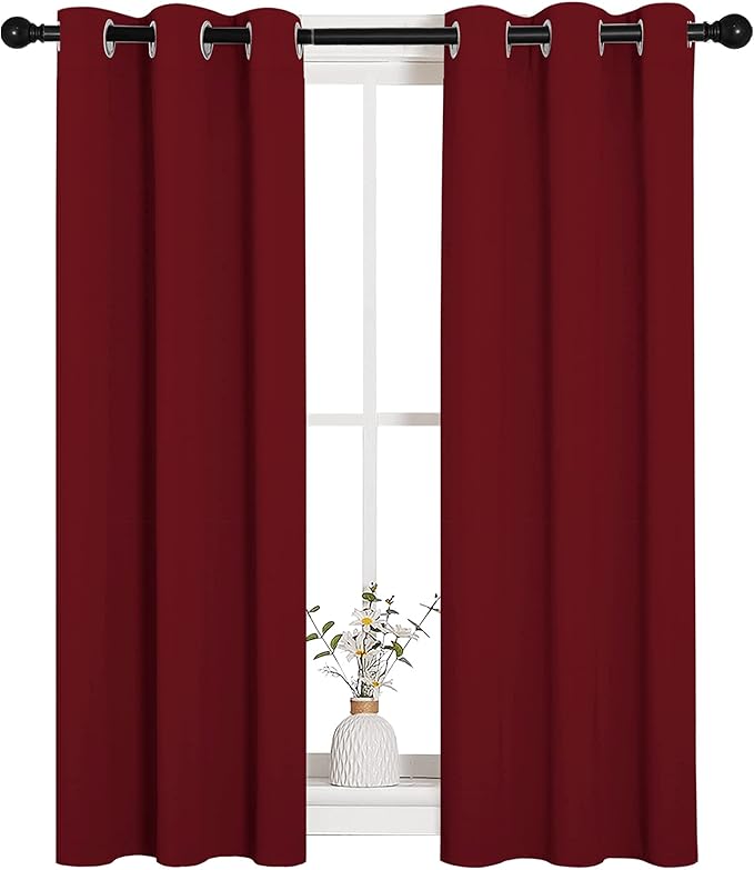 NICETOWN Christmas Burgundy Window Curtains Blackout Drapes, Thermal Insulated - Image 2