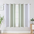 Estelar Textiler Sage Green and Greyish White Ombre Blackout Curtains 45 Inch - Image 2