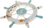 Rienar Nautical Beach Wooden Boat Ship Steering Wheel Fishing Net Shell Fish Coastal Ocean Home Wall Décor(11" Diameter)