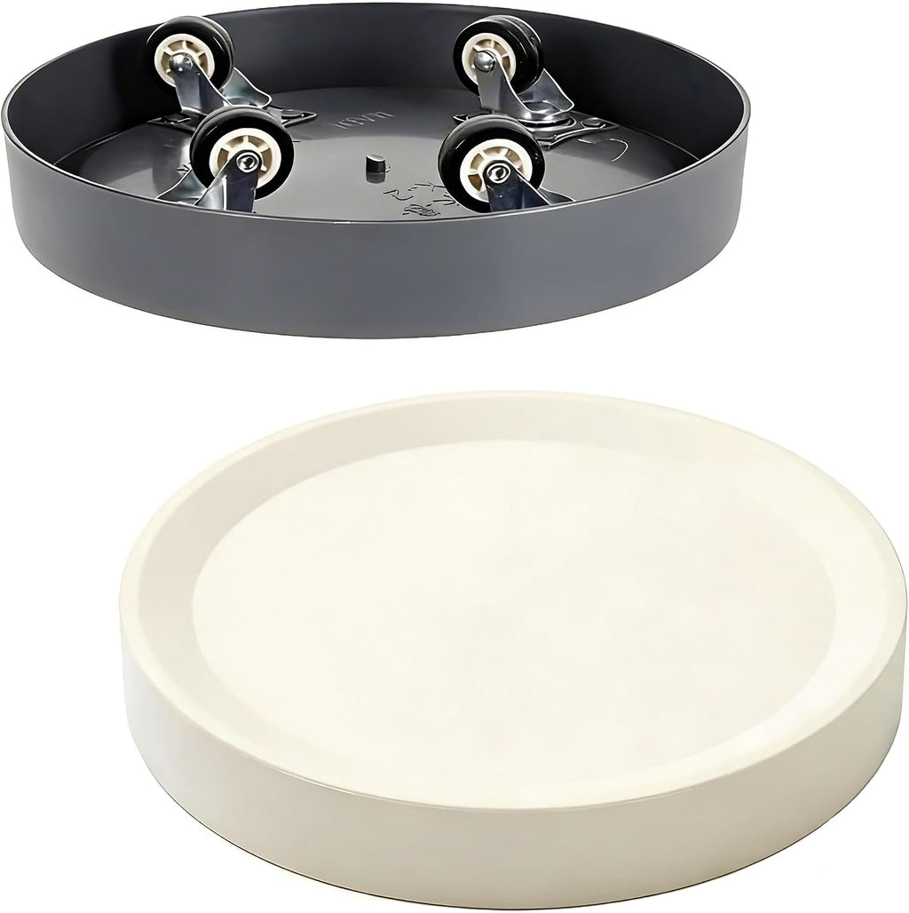 12.4" Plant Caddy with Hidden Wheels,2Pack Round Gray+Light Gray