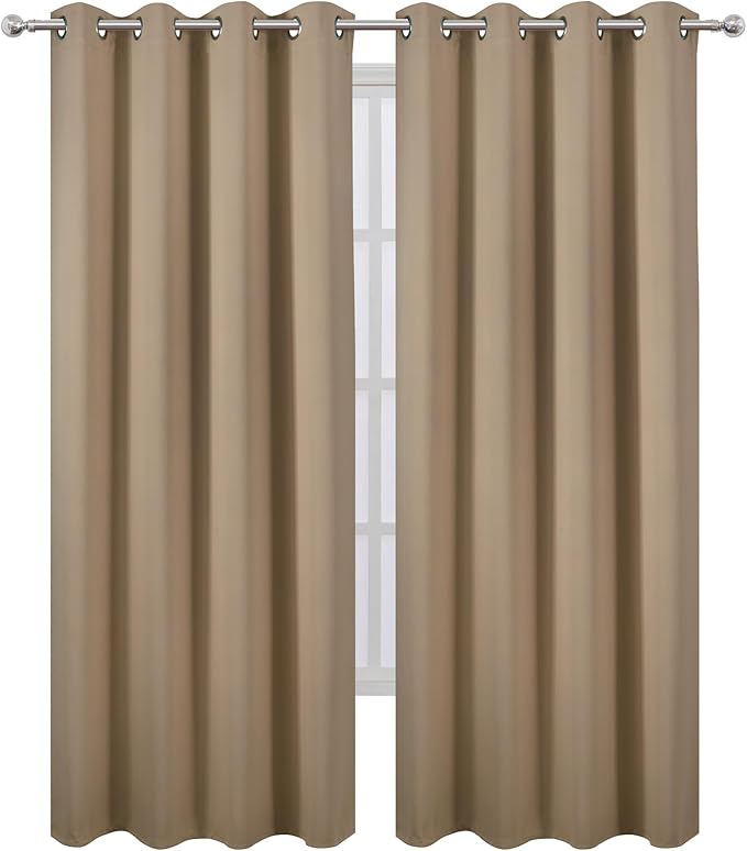 LEMOMO Blackout Curtains 66 x 95 inch/Natural Curtains Set of 2 Panels/Thermal - Image 2