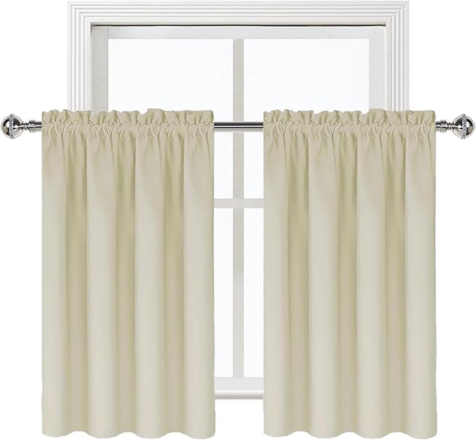 DWCN Light Beige Short Room Darkening Curtains - Image 9