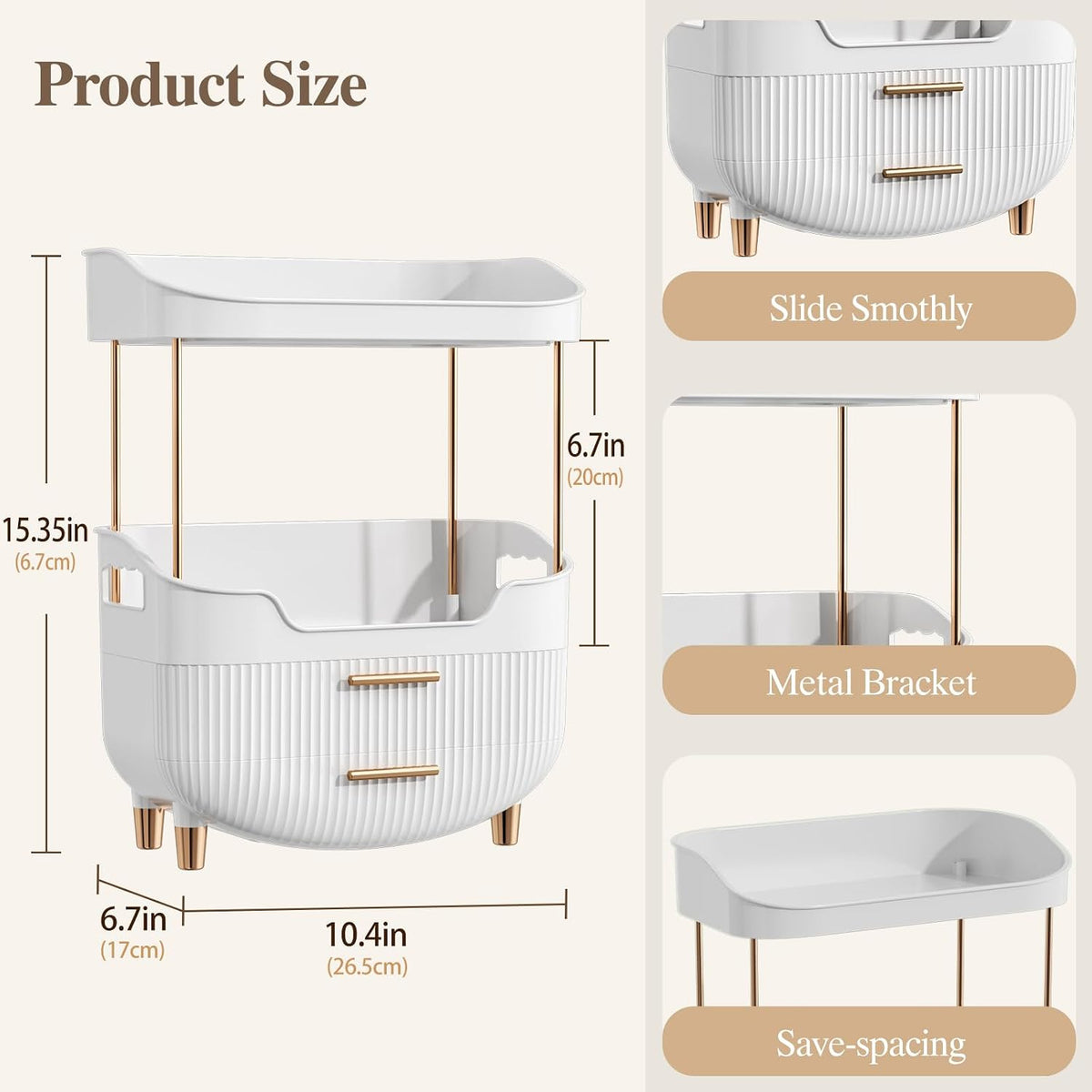 4-Tier Makeup Organizer Bathroom Countertop Storage White