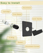Replacement for Delta Shower Trim Kit 14 Series, 6-Inch Black Shower Head and Handle Set, Includes R10000-UNBXHF Valve and RP46074 Cartridge, Matte Black(with Cartridge and Valve)