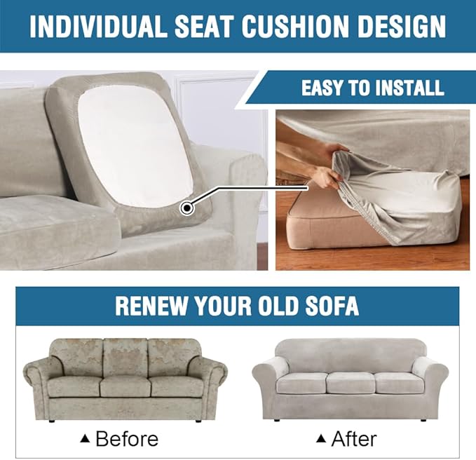 H.VERSAILTEX Rich Polyester Spandex Blend 2 Piece Cover Chair Slipcover Sofa - Image 5