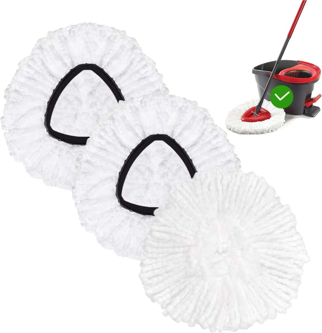 Mop Replacement Head - 4 Pack EasyWring Mop Refills Compatible with Triangle Spin Mop - Microfiber Mop Easy Cleaning Floor Head Mop for Floor Cleaning Includes 1 Rotating Mop Base