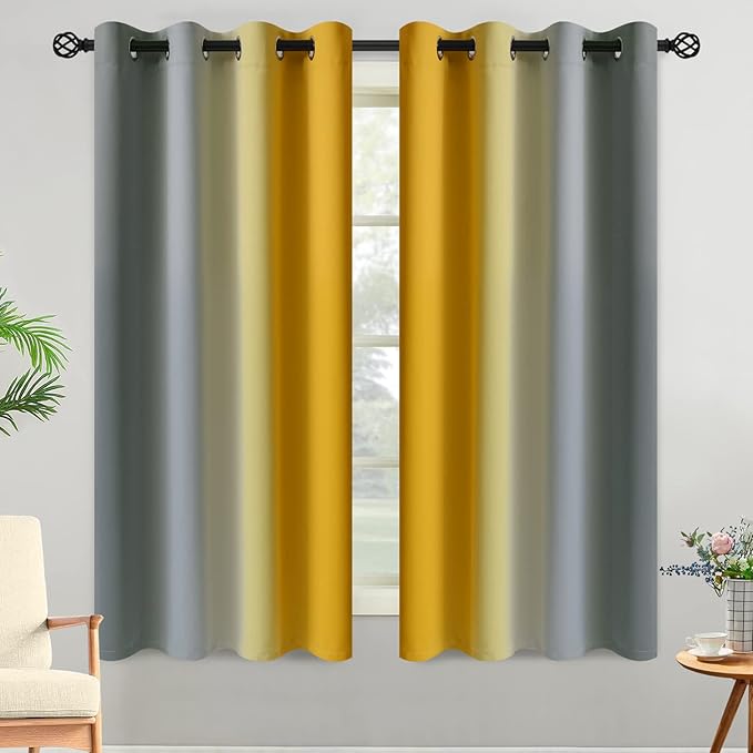 Yakamok Ombre Grey and Yellow Curtains by Yakamok