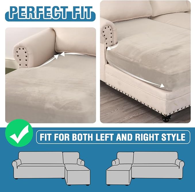 H.VERSAILTEX Velvet Stretch Individual Chaise Cover Sectional Couch Covers - Image 6