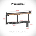 Broom Holder Wall Mount with Shelf, Black, L