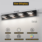 OKELI Bathroom Light Fixtures, Matte Black Vanity Light Modern LED 3CCT