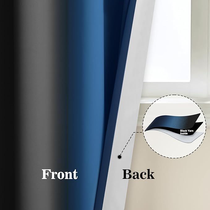 Yakamok Blackout Ombre Dark Blue and Black Curtains - Image 5