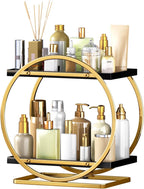Makeup Organizer Vanity, Black Gold Perfume Organizer for Dresser
