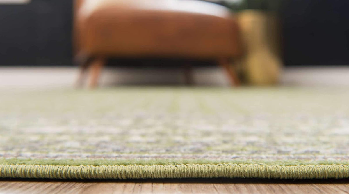 Unique Loom Williamsburg Collection Traditional Border with Dotted Center Area Rug, Rectangular 4' 0" x 6' 0", Green/Beige