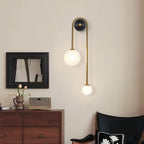Globe Glass Wall Sconce, 2-Lights Gold Modern Brushed Brass Wall Mount Light, Mid Century Beside Wall Lamp with Glass Shade for Loft Living Room Bedroom