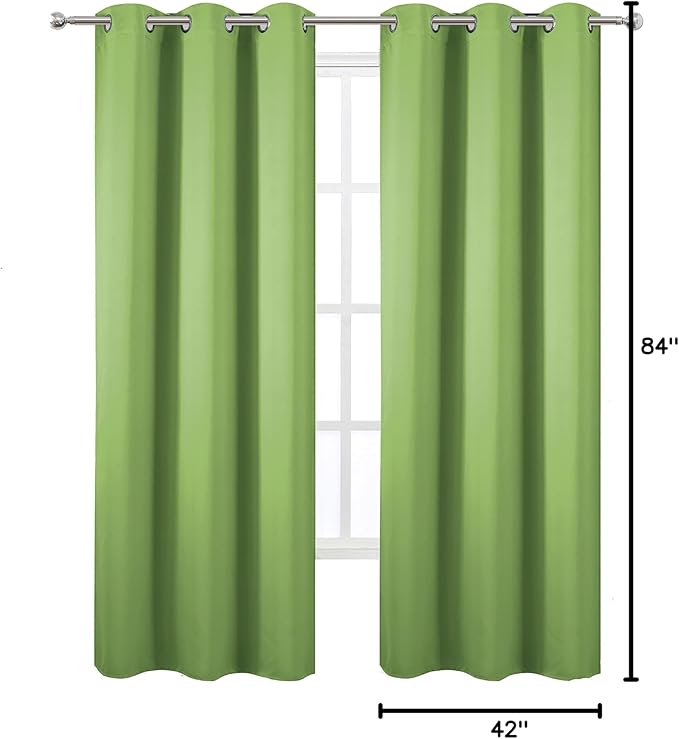 LEMOMO Light Green Blackout Curtains/42 x 84 Inch/Set of Two Panels Grommet - Image 9
