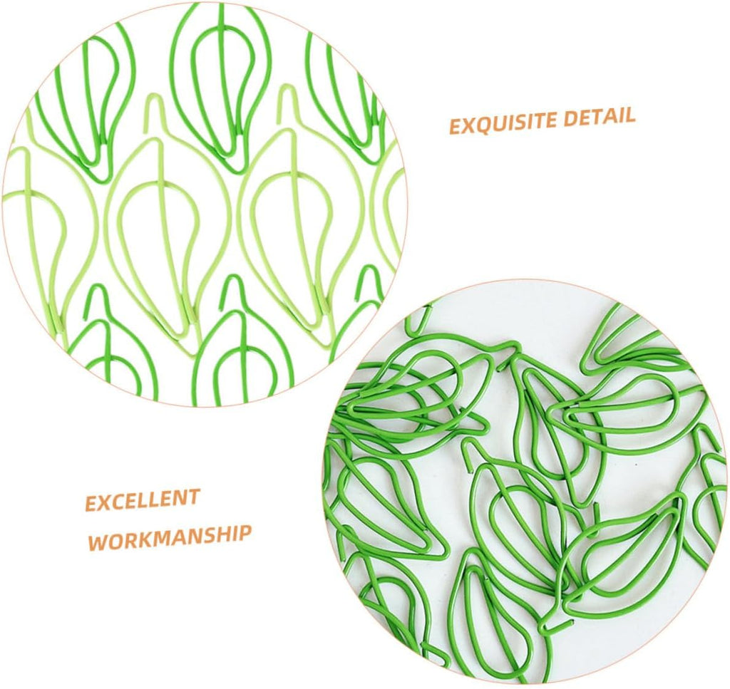 STOBOK 30Pcs Leaf Shaped Paper Clips Decorative Clips for Office School Document Organization Metal Paperclips for Files and Notebooks