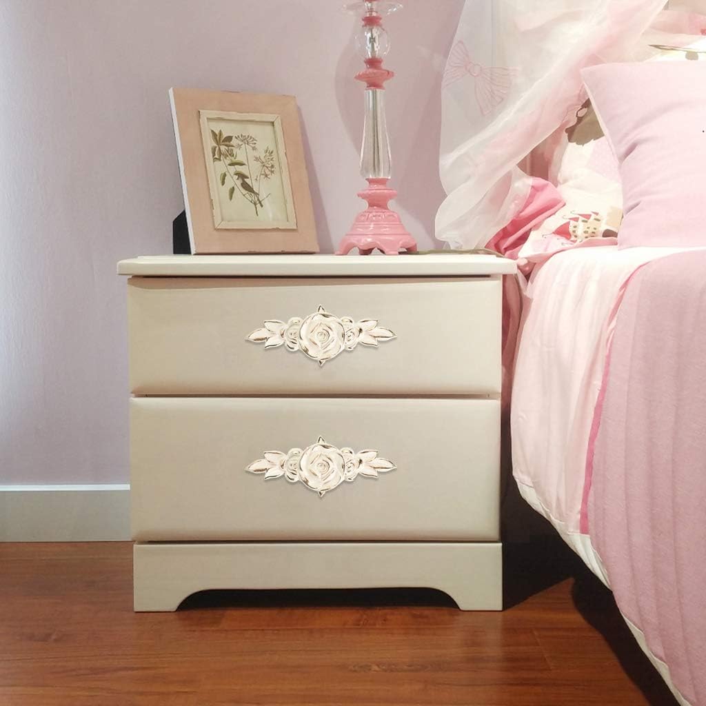 JUXYES Vintage Floral Rose Handle Pulls Knobs for Cabinets and Drawers