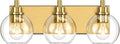 IZORRO Bathroom Light Fixtures, 3-Light Brushed Gold Vanity Light, Modern Wall Sconces with Globe Clear Glass Shade, Vanity Lighting Fixtures Over Mirror,E26 Bulb Socket