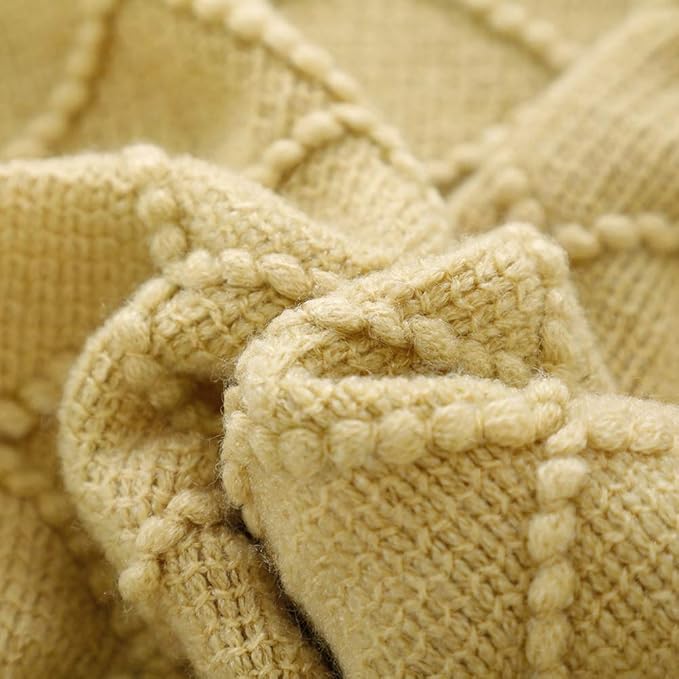 BOURINA Mustard Throw Blanket 60x80 Inches Throw Textured Solid Soft Sofa Throw - Image 5