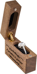 Wooden Engagement Ring Box Small Slim Proposal Wedding Ring Case