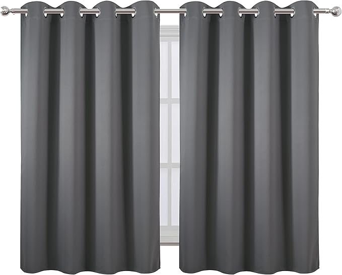 LEMOMO Frost Grey Blackout Curtains/52 x 45 Inch Length Kids Curtains/Set of 2 - Image 2