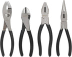 Amazon Basics Pliers Set, Hand Tools for Precision, Cutting Wire Cutter with Needle Nose and Diagonal, Quality Tool Set for Home Maintenance, Set of 4, Black and Silver