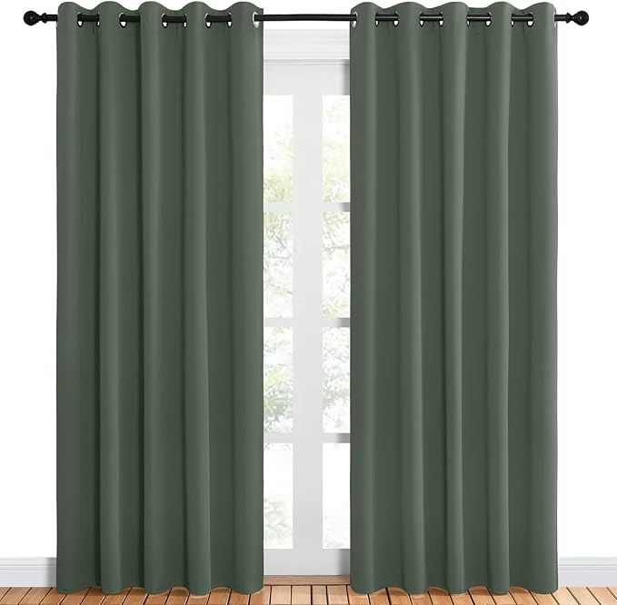 NICETOWN Room Darkening Draperies Window Curtain Panels, Dark Mallard, 2 Panels - Image 2
