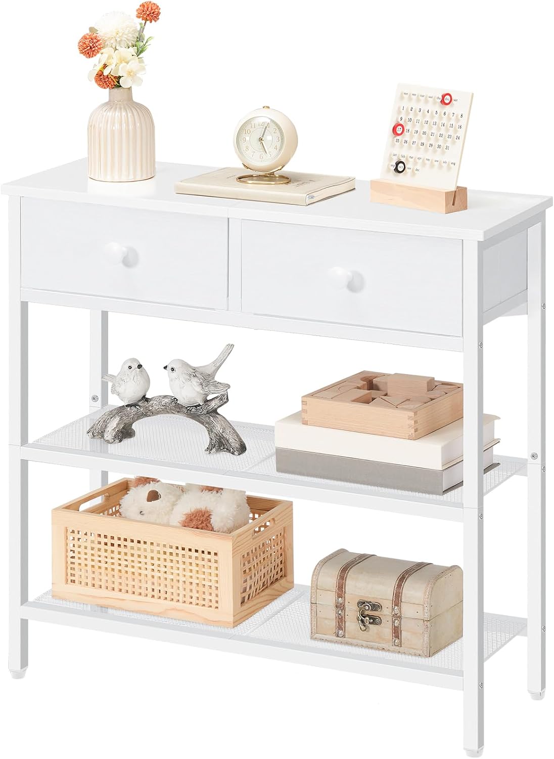 HOOBRO 29.5" Narrow Console Table with 2 Fabric Drawers, Small Sofa Table