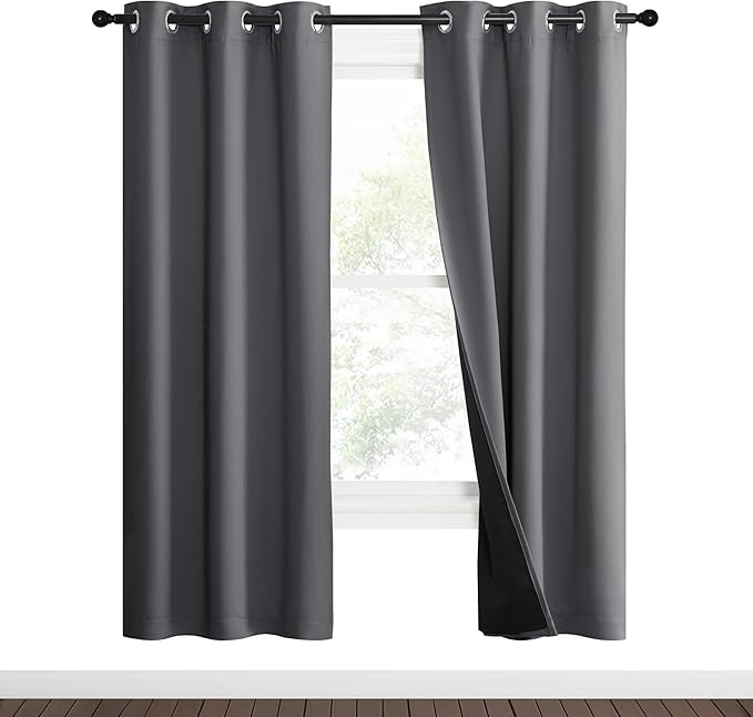 NICETOWN Grey Full Shade Curtain Panels, Pair of Thermal Insulated & Energy by NICETOWN