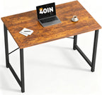 DUMOS 40 Inch Small Computer Desk, Home Office Desks for Bedroom, Brown