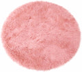 Goolela Pink Circle Rug 4ft for Girls Bedroom Round Fuzzy Fluffy Faux Fur by Goolela